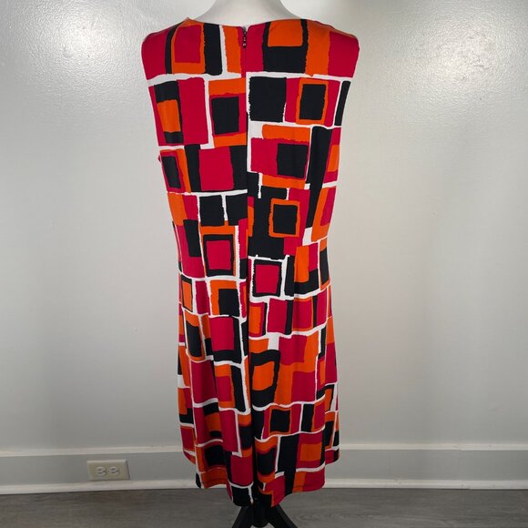 Calvin Klein Multicolor Scoop Neck Geometric Print Sleeveless Midi Dress Size 14 - Picture 10 of 16